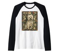 Wheaten Cairn Terrier en William Morris Style Floral Garden Camiseta Manga Raglan