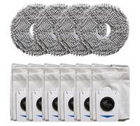 WheatThrive Bolsas de polvo, paños de fregona para Ecovacs Deebot T30S, T30S Combo, X2 Combo, sello sin obstrucciones, 6 bolsas + kit de 4 paños