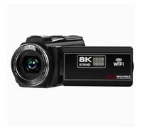 WheatThrive Cámara de video, 8K con 64MP, zoom de 18X para visión nocturna, perfecta para vlogging, pantalla táctil giratoria de 270°, 1 cámara de video, 1 cable (es negro)