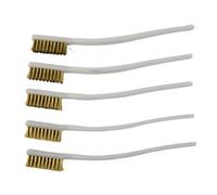 WheatThrive Cepillo de alambre de latón, cepillo de limpieza, herramienta de pulido, limpiador industrial, removedor de óxido para metal, mango de plástico, paquete de 5
