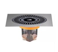 WheatThrive Colador de drenaje de suelo de acero inoxidable 304 con malla multicapa para fregadero de cocina y tapón de alcantarillado, atrapa el pelo para obstrucciones y olores, plateado y negro