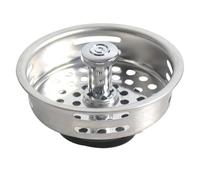 WheatThrive Colador de fregadero de cocina, tapón de drenaje de 85 mm, cesta de acero inoxidable, filtro de 18 agujeros de ventilador, fácil instalación, plateado