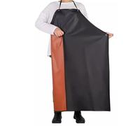 WheatThrive Delantal de carnicero de poliuretano, impermeable, resistente al aceite, para cocina, pesca, trabajo de laboratorio, cuello ajustable, negro y marrón, paquete