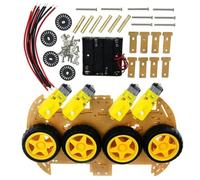 WheatThrive Kit de chasis de coche inteligente robot 4WD con codificador de velocidad para Arduino, plataforma de metal ABS estable con motores de engranajes