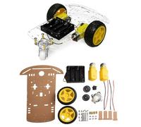 WheatThrive Kit de chasis de coche robot inteligente 2WD con codificador de velocidad, motores de engranajes CC y caja de batería para proyectos educativos Arduino DIY
