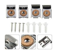 WheatThrive Kit de espejo para colgar en la pared, clips de cristal sin marco, abrazaderas de montaje de acero inoxidable, instalación sin taladro, fijación resistente para baño, oficina, juego de 4