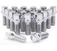 Wheel Accessories Parts Juego de 20 pernos de llanta cromados M15 x 1.25 pulgadas para asiento cónico con hexagonal de 17 mm, perno de llanta de rosca de 33 mm de longitud para ruedas de posventa,