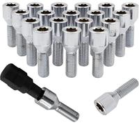 Wheel Accessories Parts Juego de 20 tornillos de punta de 12 x 1,5 cromados, afinador de 8 puntos, 24 mm, longitud del vástago, diámetro pequeño, con llave hexagonal doble (20, cromo, M12 x 1,5)