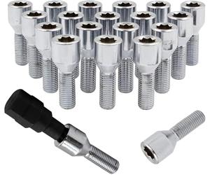 Wheel Accessories Parts Juego de 20 tornillos de punta de 12 x 1,5 cromados, afinador de 8 puntos, 24 mm, longitud del vástago, diámetro pequeño, con llave hexagonal doble (20, cromo, M12 x 1,5)