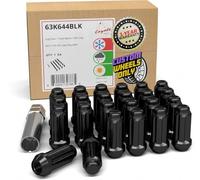Wheel Accessories Parts Juego de 24 tuercas de tuerca estriada negra con extremo cerrado de 4,8 cm de largo para asiento de bellota con llave (M12 x 1,25 rosca M12 x 1,25)