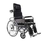 Wheelchairs for Adults, Faltbarer Rollstuhl - mit Toilette - mit Handbremse vorn und hinten - kann Sich hinlegen - Stahl