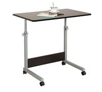 Wheeled Portable and Sturdy Laptop Desk with Wheels Adjustable Height Tilting for Meals Reading Writing (Color : Black Walnut Color Size : 60x40x95cm) (Black Walnut Color 80x50x90cm)