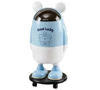 Wheeled Trash Can, 24.6inch Cartoon Kitchen Bin, Funny Character Rolling Bin with Hygienic Cover and Smooth Mobility Waste Sorting, Storage Solution for Home, Bathroom, Bedroom, Work Space, Apartment
