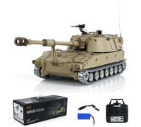 wheelfun 1/16 Tongde RC Tank M109A2 autopropulsado RTR Fighting Infrared Battle Smoke Unit Light Sound (Pro-Edition-Desert Yellow) BB Shooting Airsoft Tank that Shoot for Hobby