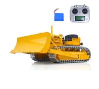 wheelfun Bulldozer hidráulico de metal 1/14 RC D7 con control remoto, modelo de ingeniería de vehículo, luz de radio, sistema de sonido, batería, modelo de grado hobby para mayores de 14 años