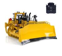 wheelfun Bulldozer hidráulico RC 1:14 D11T de metal con control remoto, unidad de humo, sistema de sonido, motor servo ESC, modelo de grado hobby (amarillo y negro)