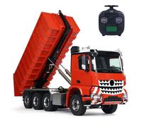 wheelfun Camión hidráulico 1/14 RC 8X8 Roll On Off Full Dumper Car Eje trasero Luz de dirección Sonido I6S Radio Controlador (rojo y blanco)