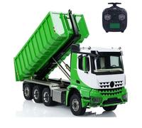 wheelfun Camión hidráulico 1/14 RC 8x8 Roll On Off Full Dumper Car Eje trasero Luz de dirección Sonido I6S Radio Controlador (verde y blanco)