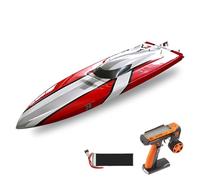 wheelfun DTRC 24X - Barco de carreras de fibra de carbono con control remoto, modelo 4082, motor 180A, impermeable, piezas de metal ESC, modelo de grado hobby (rojo)