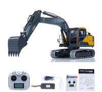 wheelfun Excavadora hidráulica Double E RC para 1/14 EC160E E111 de aleación de control remoto excavadoras modelo I6S controlador de radio luz modelo de grado pasatiempo para adultos Hobby