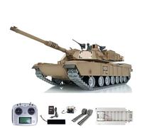 Wheelfun Heng Long 1/16 - Chasis de metal completo RTR RC Tank 3918 M1A2 Abrams TK16 Mainboard Smoke 360° 3800mAh Batería Flysky I6S Radio Adult Hobby