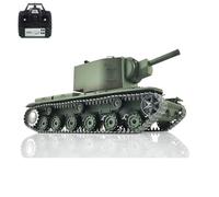 wheelfun Heng - Tanque largo RC 1/16 7.0 mejorado soviético Kv-2 RTR RC Tanque Gigant 3949 Torreta giratoria de 360° Infrarrojos Combate Idle Smoking Metal Pistas BB Disparo Tanque de Airsoft que