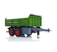 wheelfun -LESU 1/14 2 ejes, colgante de metal RC, radio controlado, remolque de punta hidráulica, verde Fendt y gris oscuro, lacado con cilindro hidráulico central y eléctrico iluminado