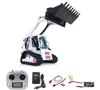 wheelfun LESU 1/14 Aoue-Lt5 Crawler Skid-Steer RC - Cargador hidráulico sobre orugas RTR LED luz giratoria modelo de grado pasatiempo para adultos