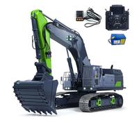 wheelfun RTR 1/12 - Excavadora hidráulica de control remoto 395F, máquina resistente, válvulas de metal de 6 canales, motor sin escobillas, acoplador rápido ESC, modelo de grado hobby para mayores de