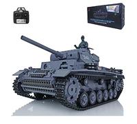 wheelfun US en stock, Tanque largo de control remoto Heng de 2.4 G, escala 1/16, 7.0, plástico alemán Panzer Iii L RTR RC Tanque Modelo 3848 Torreta giratoria de 340° Unidad de humo de combate