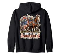 Wheels of History - Carro con Bandera Estadounidense Sudadera con Capucha