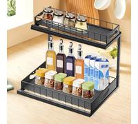 Whemyreat 2 Niveles Organizador Bajo Fregadero,Schrank KüChen Organizer,Under Sink Organizer,Ordnungssystem KüChe,CajóN ExtraíBle,Putzmittel Organizador ExtraíBle Para Cocina,BañO,Negro