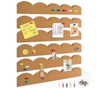 Whemyreat 6 tablones de anuncios pequeños para bar, tiras de corcho, borde ondulado, 33 x 5 cm, fieltro autoadhesivo, con 30 agujas para colgar fotos, tableros de anuncios, decoración del hogar