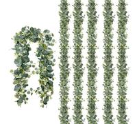 Whemyreat Planta trepadora de eucalipto rojo rojo 190 cm/74,8 pulgadas, planta artificial realista multicapa con flores blancas, zarcillo flexible para interior y exterior, decoración de bodas