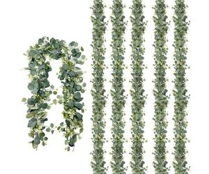 Whemyreat Planta trepadora de eucalipto rojo rojo 190 cm/74,8 pulgadas, planta artificial realista multicapa con flores blancas, zarcillo flexible para interior y exterior, decoración de bodas