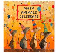 When Animals Celebrate (Wall Calendar 2026 12" x 24" / 30 x 60 cm (abierto) CALVENDO 12 Month Wall Calendar