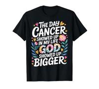 When Cancer Came God Showed Up Even Bigger - Camiseta gráfica económica, Hombre, Negro, L