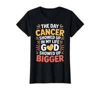When Cancer Came God Showed Up Even Bigger - Camiseta gráfica económica, Mujer, Negro, L