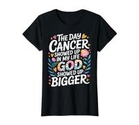 When Cancer Came God Showed Up Even Bigger - Camiseta gráfica económica, Mujer, Negro, M