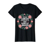 When Cancer Came God Showed Up Even Bigger - Camiseta gráfica económica, Mujer, Negro, M