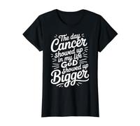 When Cancer Came God Showed Up Even Bigger - Camiseta gráfica económica, Mujer, Negro, S