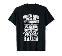 When God Made Me He Grinned Fun Christian Quote Camiseta