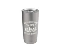 When I Think About Books I Touch My Shelf Romantasy Lover Vaso térmico de acero inoxidable de doble pared