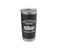 When I Think About Books I Touch My Shelf Romantasy Lover Vaso térmico de acero inoxidable de doble pared