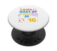 When i Wake Up I Will Be 16 Dieciséis Boy Birthday Gamer PopSockets PopGrip Adhesivo