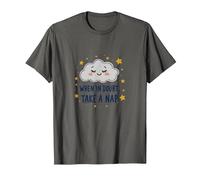 «When in Doubt Take a Nap Sleepy Cloud Cute Wall Art Camiseta, Hombre, Asfalto, XL