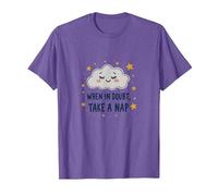 «When in Doubt Take a Nap Sleepy Cloud Cute Wall Art Camiseta, Hombre, Morado Jaspeado, M