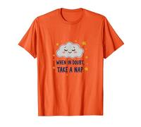 «When in Doubt Take a Nap Sleepy Cloud Cute Wall Art Camiseta, Hombre, Naranja, M