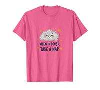 «When in Doubt Take a Nap Sleepy Cloud Cute Wall Art Camiseta, Hombre, Rosa Jaspeado, L