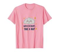 «When in Doubt Take a Nap Sleepy Cloud Cute Wall Art Camiseta, Hombre, Rosado, 3XL